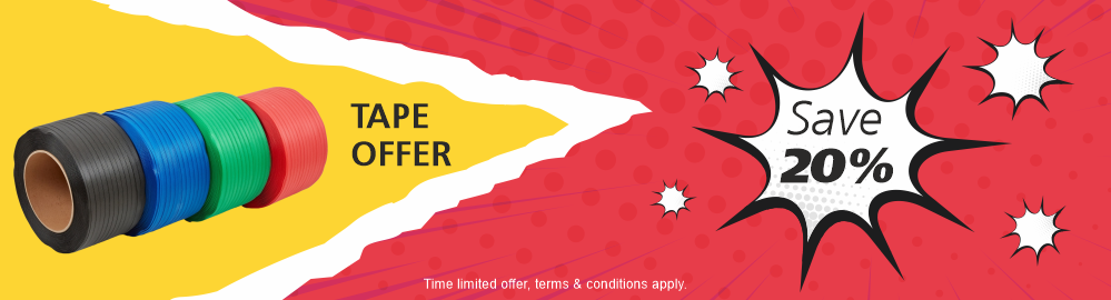 Get 20% off a roll of 13 mm black PP tape